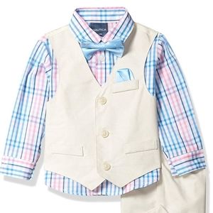 NWT Nautica 4Piece Set 3-6M  Shirt,Pant,Vest,Tie